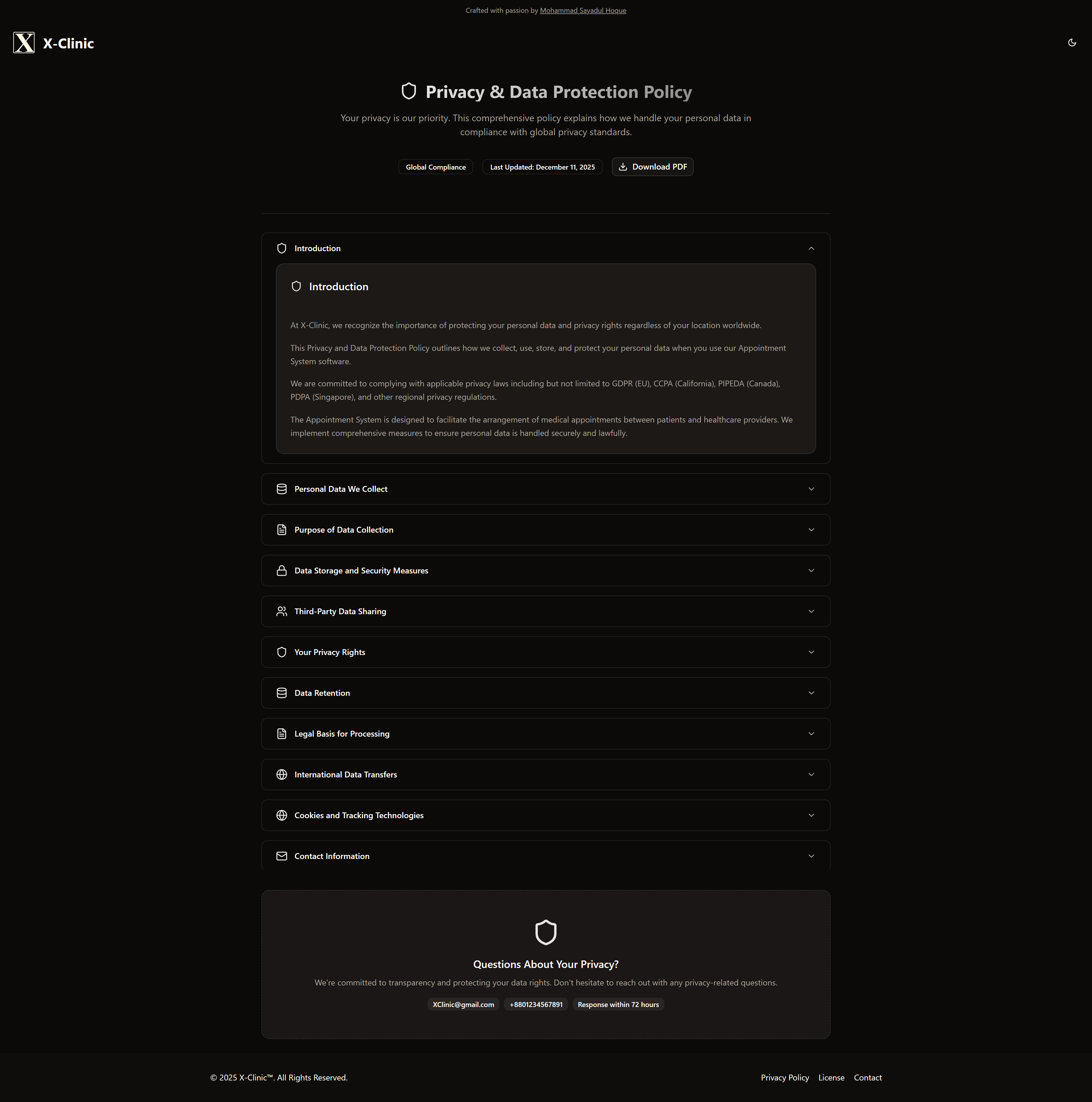 X-Clinic (Patient Management System) screenshot