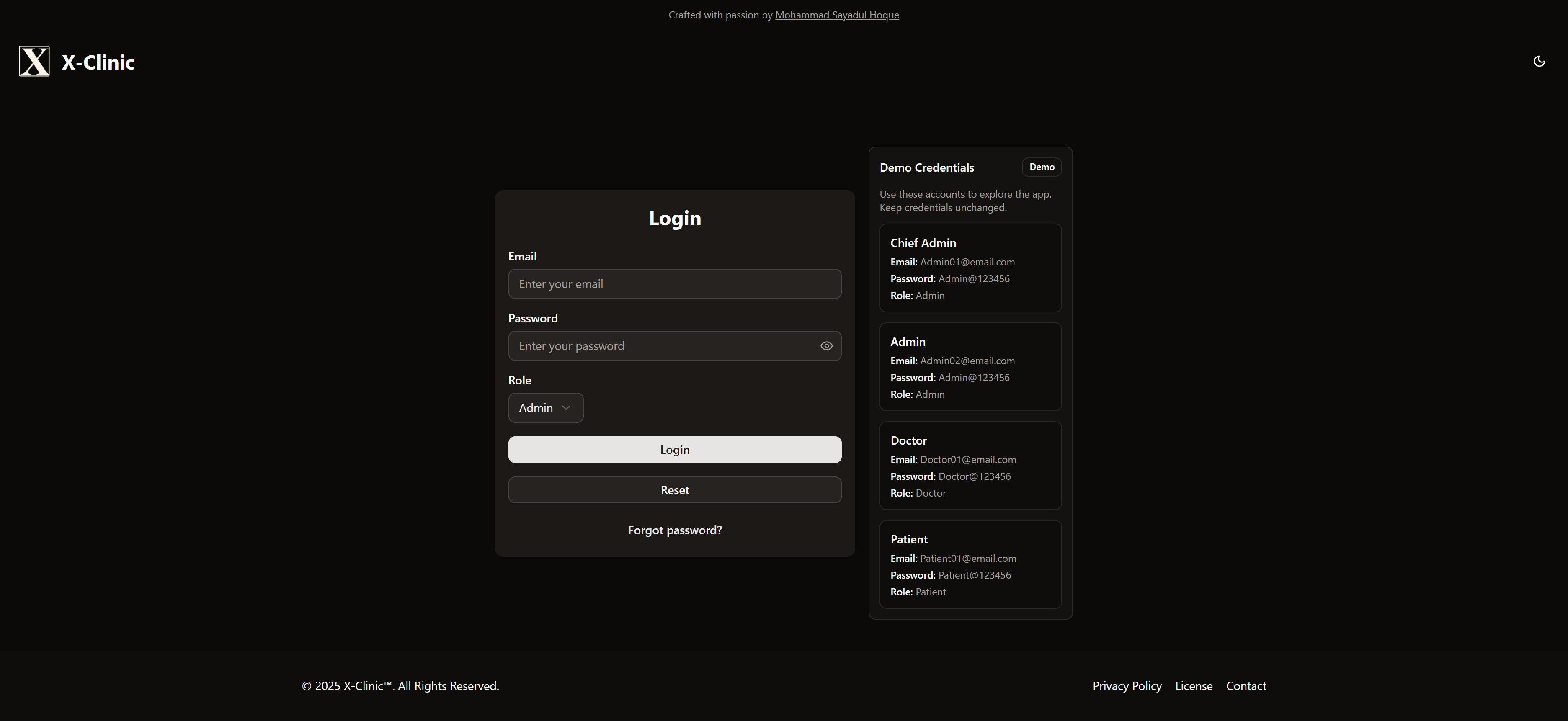 X-Clinic (Patient Management System) screenshot