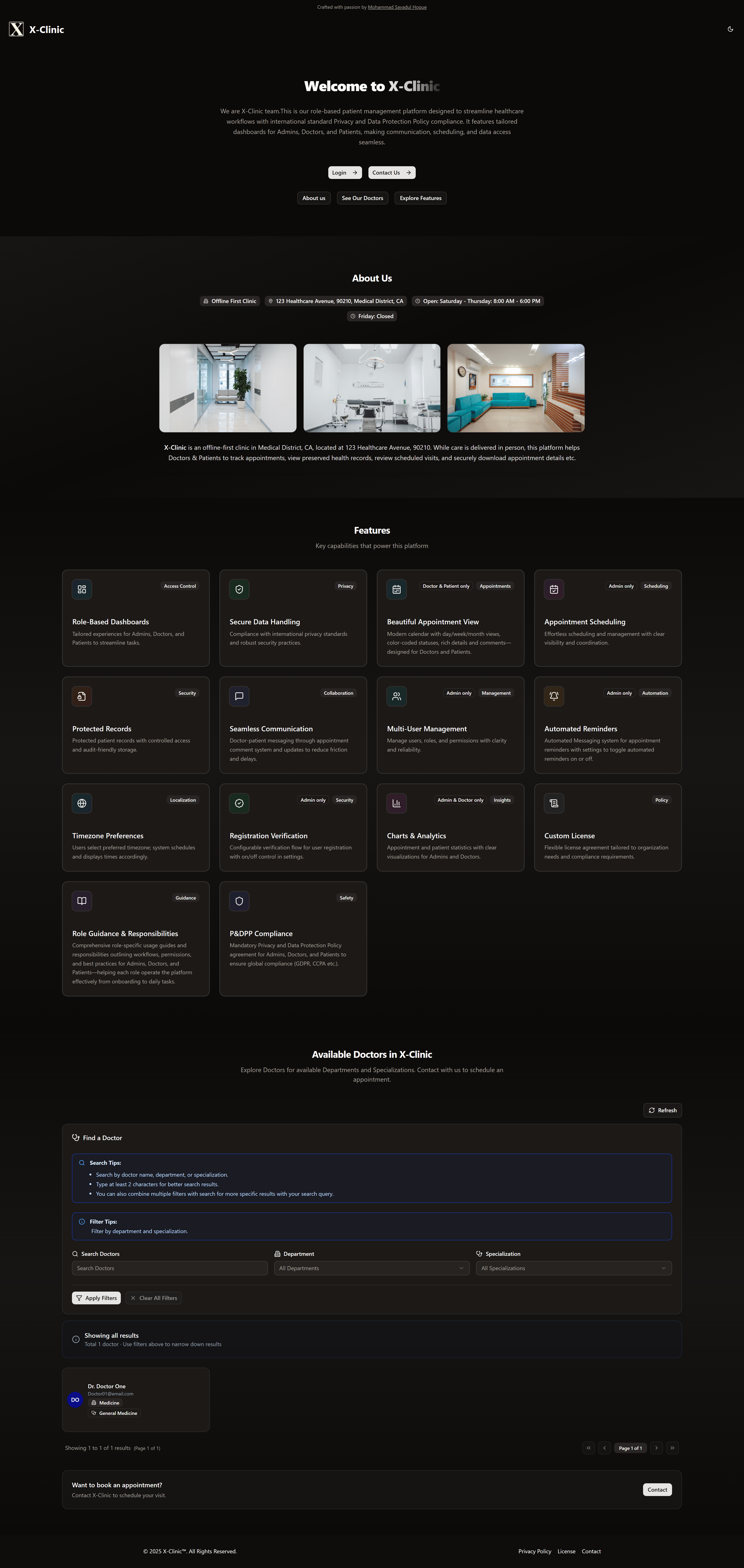 X-Clinic (Patient Management System) preview