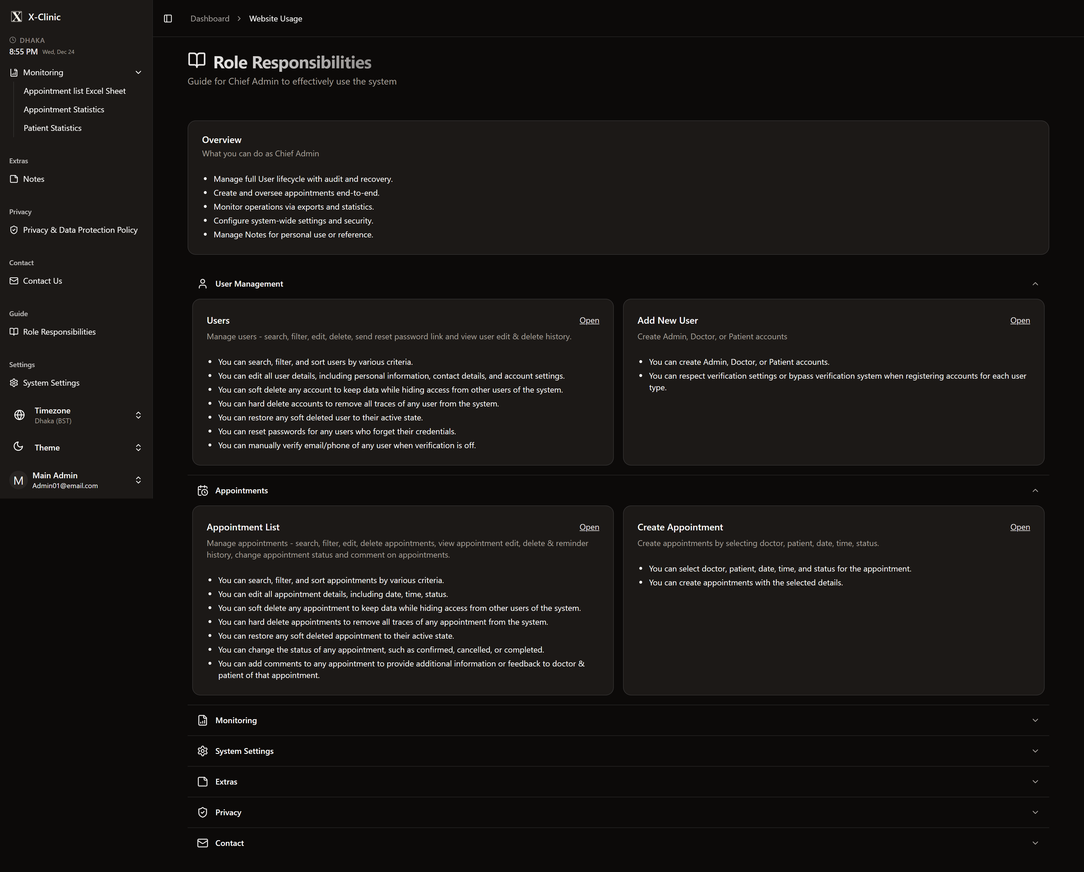 X-Clinic (Patient Management System) screenshot