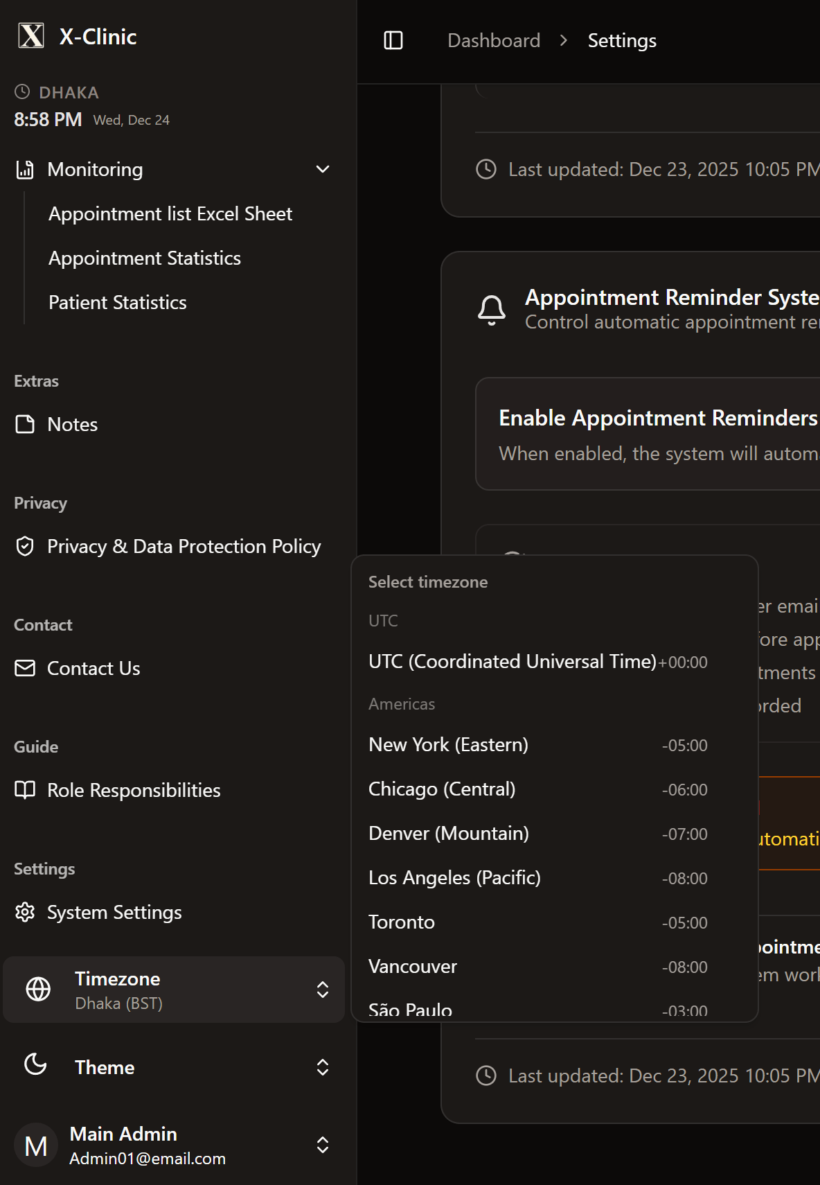 X-Clinic (Patient Management System) screenshot