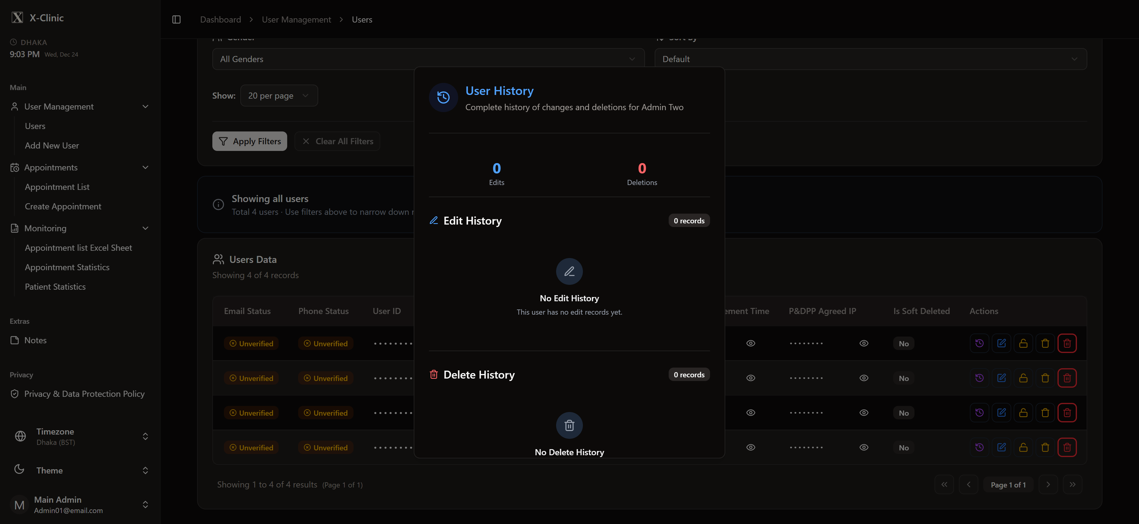 X-Clinic (Patient Management System) screenshot