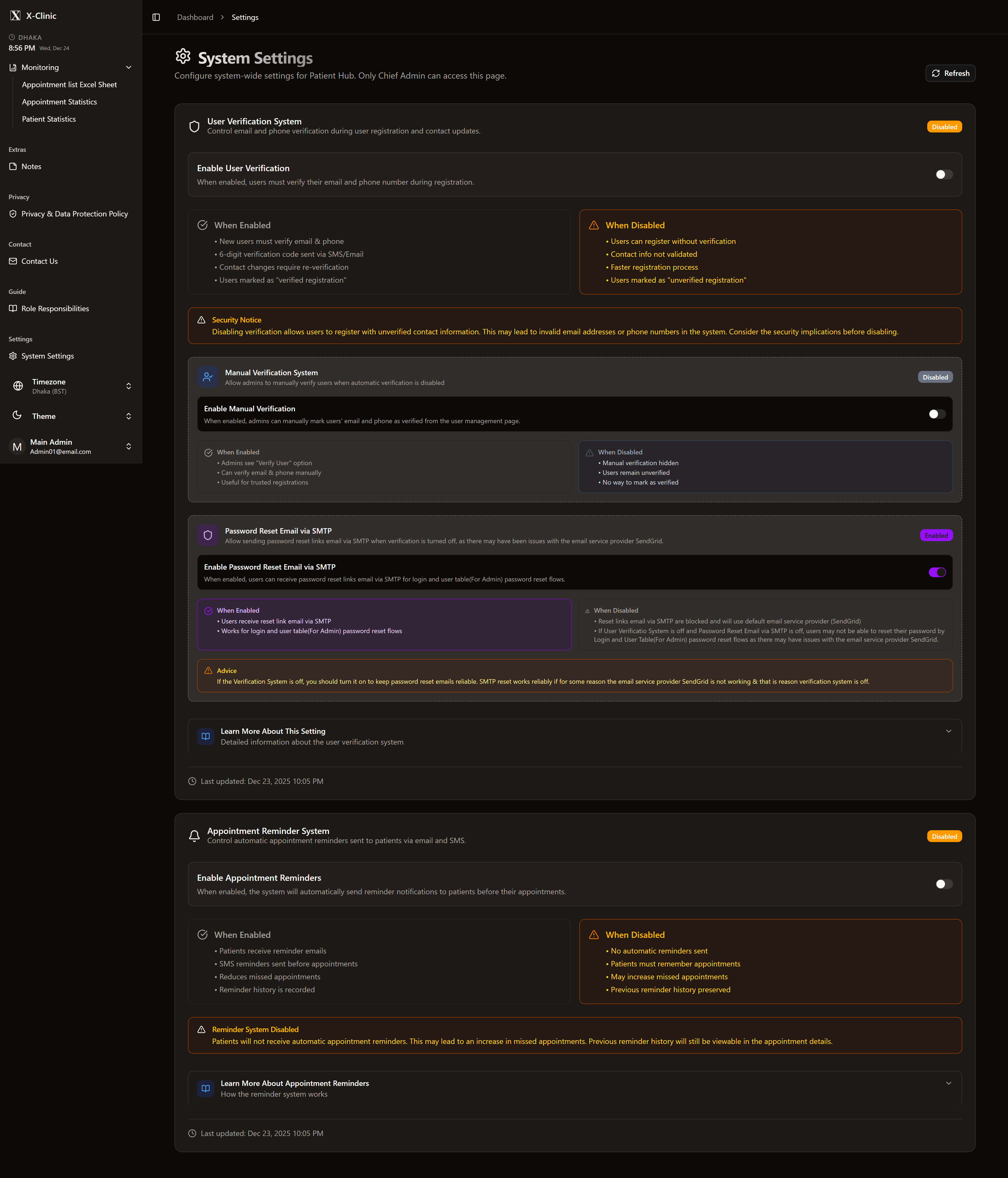 X-Clinic (Patient Management System) screenshot