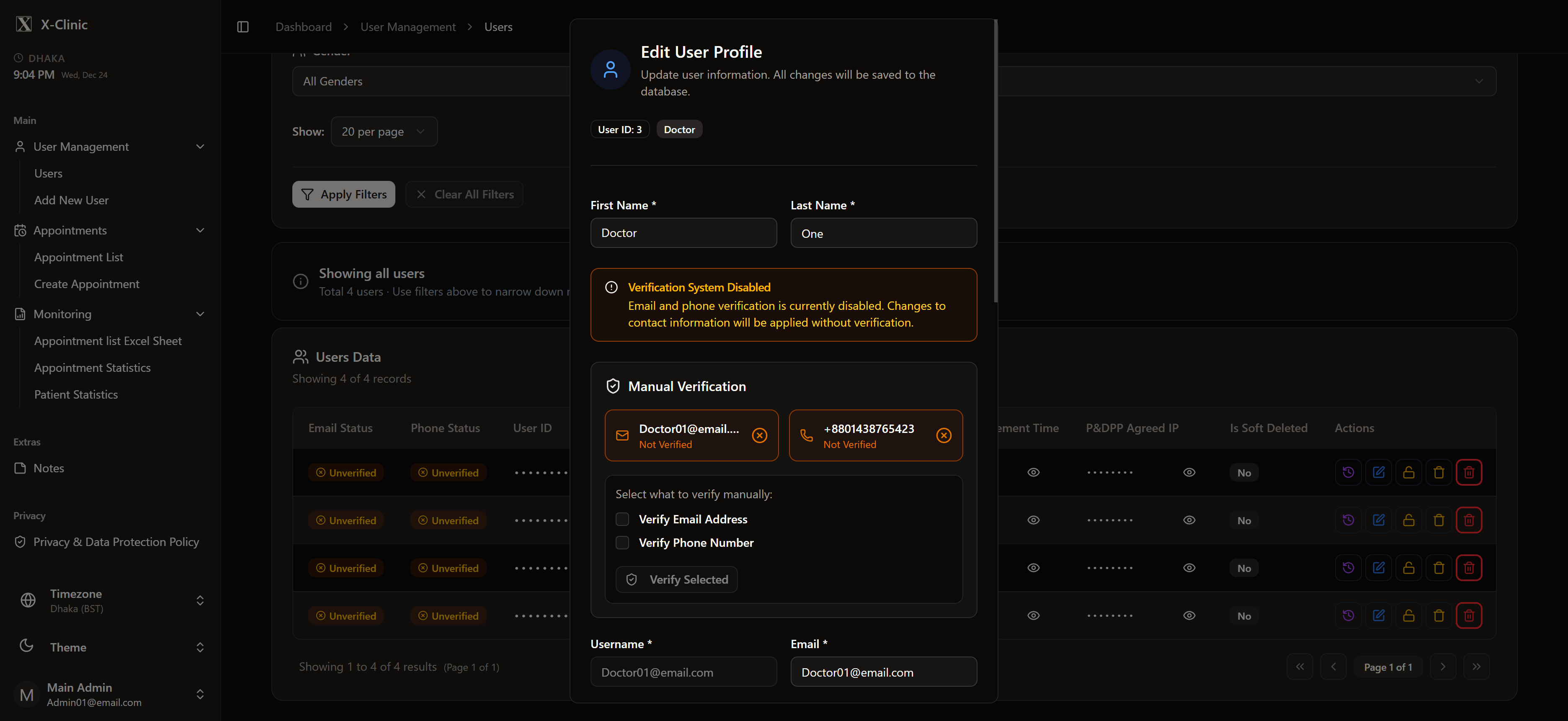 X-Clinic (Patient Management System) screenshot