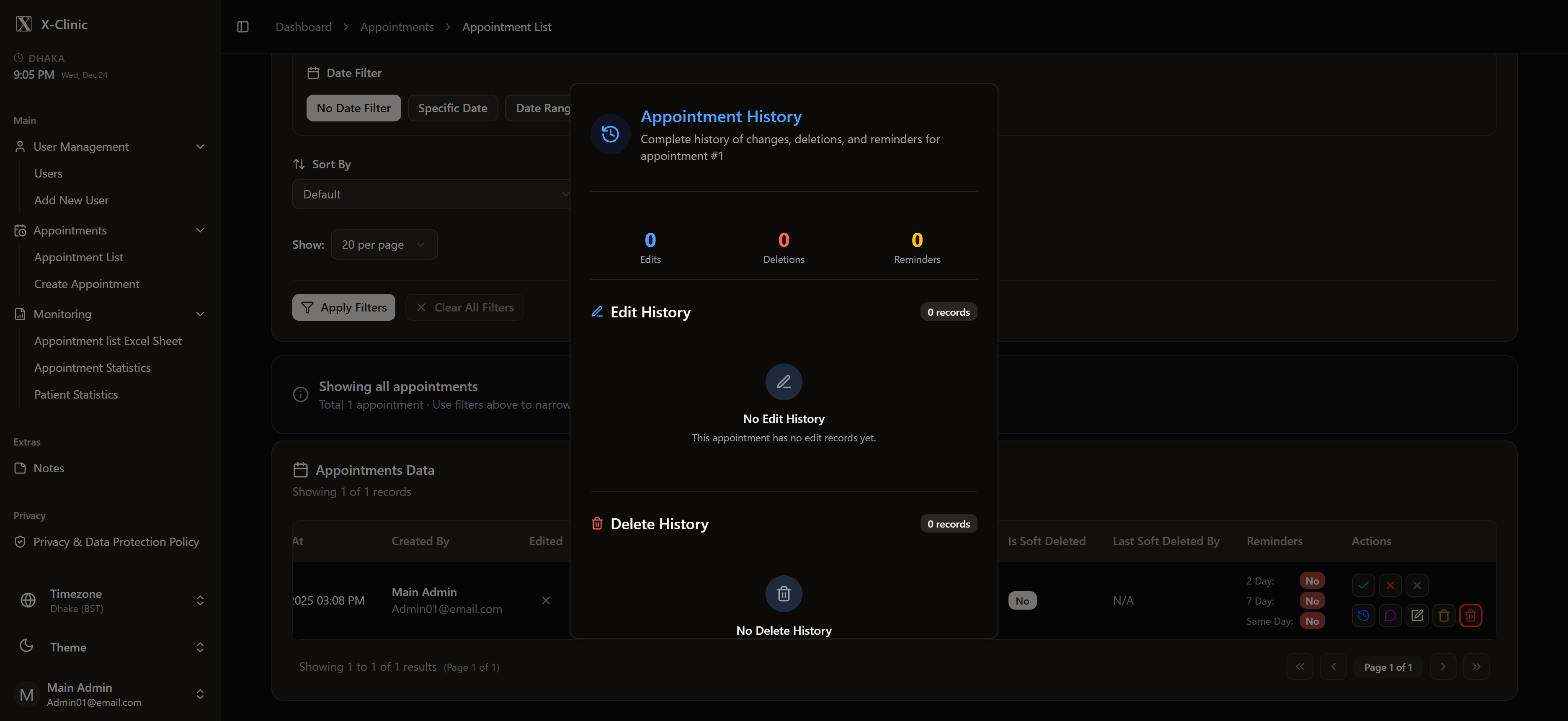 X-Clinic (Patient Management System) screenshot