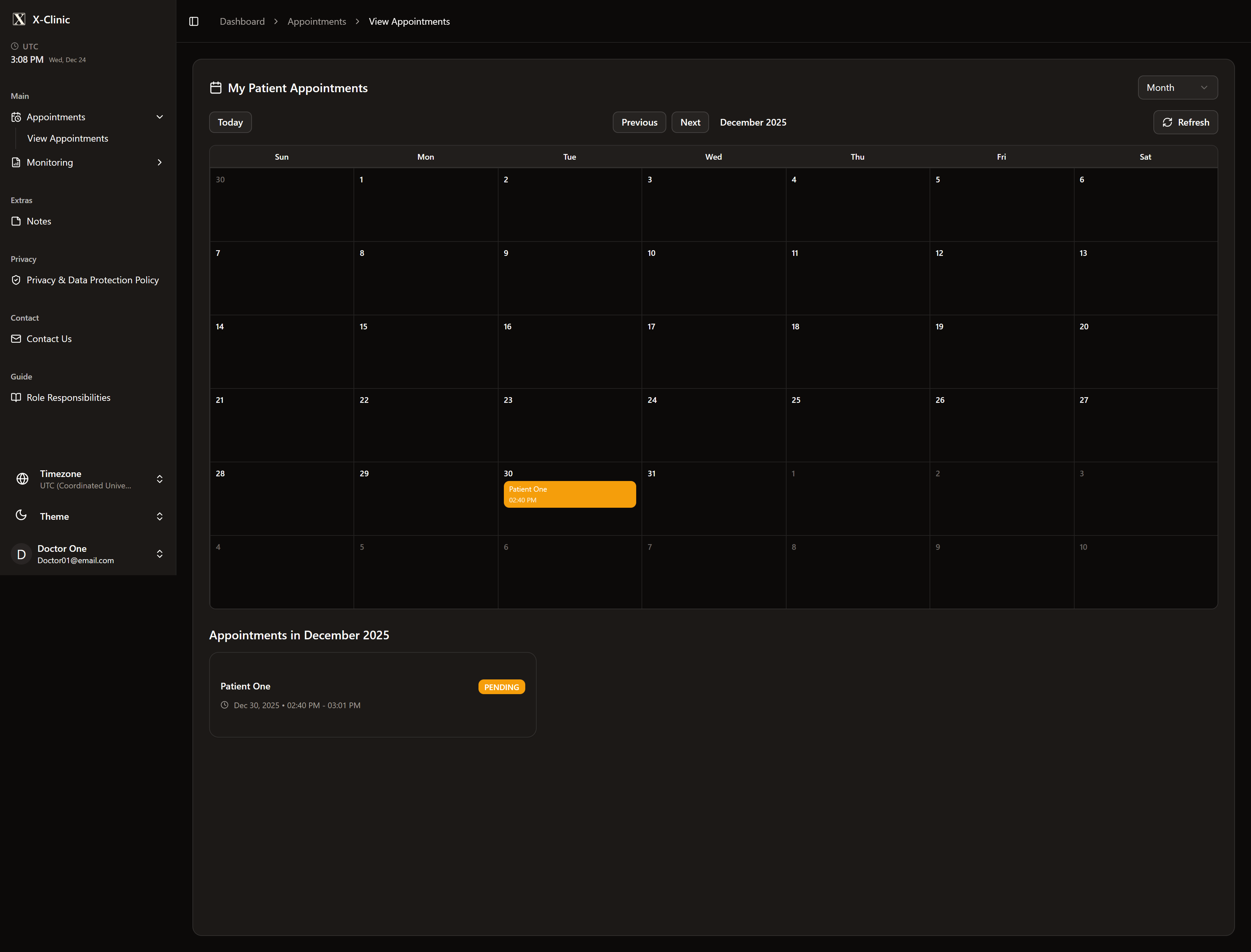X-Clinic (Patient Management System) screenshot
