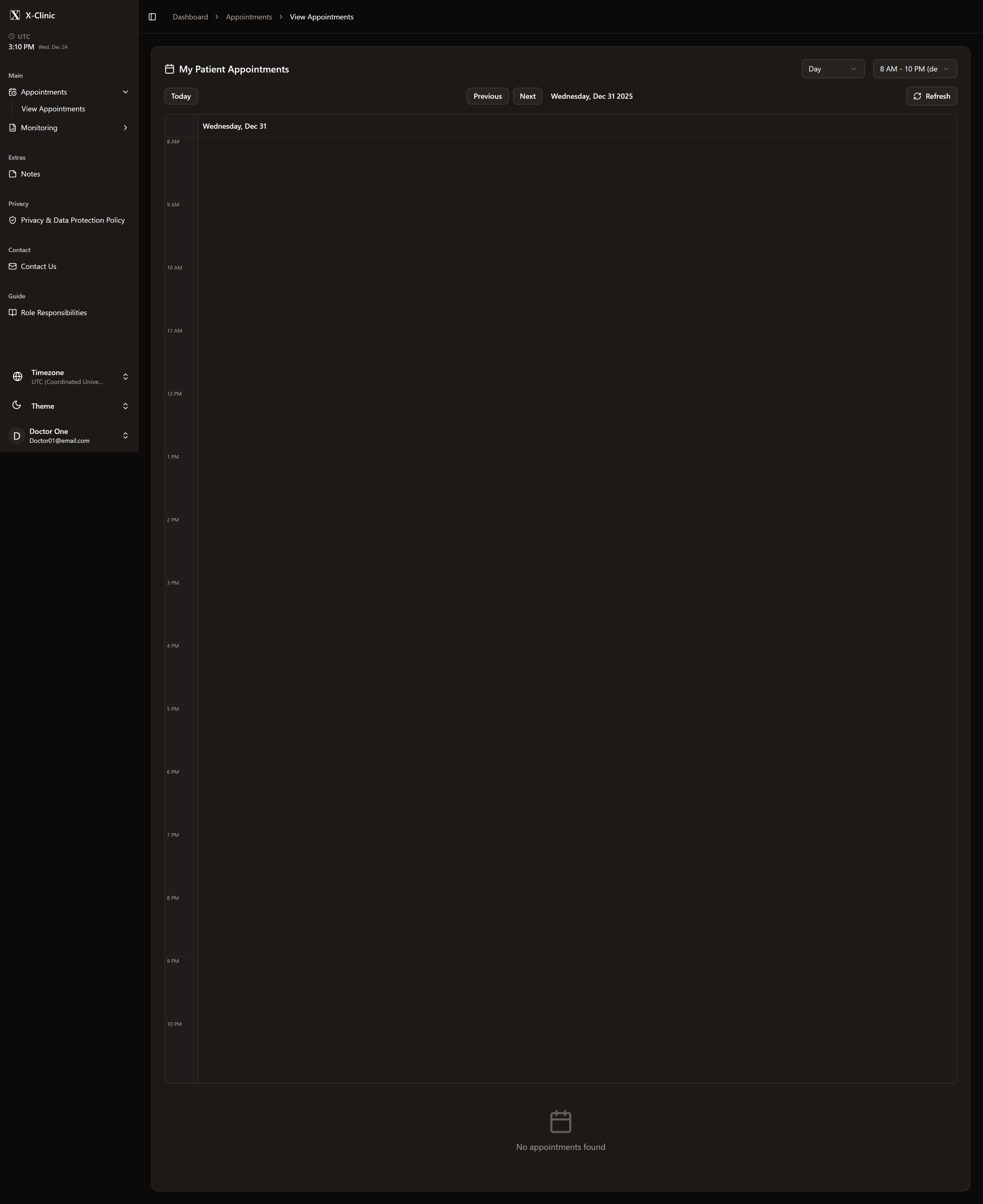 X-Clinic (Patient Management System) screenshot